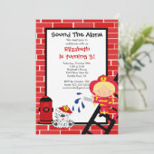 消防車の女の子 消防車 誕生日パーティー 招待状 (スタンド正面)