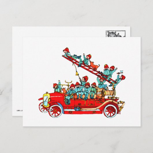 消防車の子供たちのはがき ポストカード (正面/裏面)