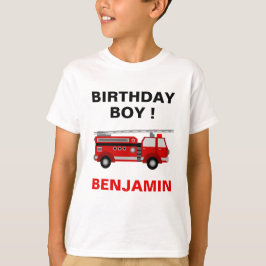 消防車の子供の誕生日パーティー Tシャツ