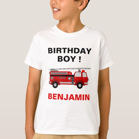 消防車の子供の誕生日パーティー Tシャツ (正面)