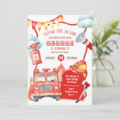 消防車の子供の誕生日 招待状 (スタンド正面)