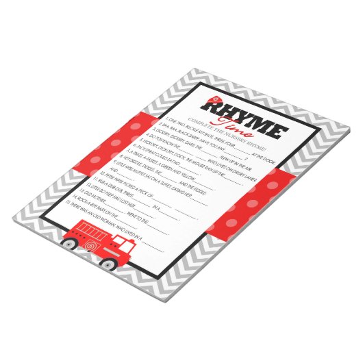 消防車の子供部屋韻ベビーシャワーゲームパック ノートパッド (アングル)