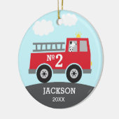 消防車の子供 セラミックオーナメント (左)