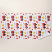 消防車の子供 ビーチタオル (正面)