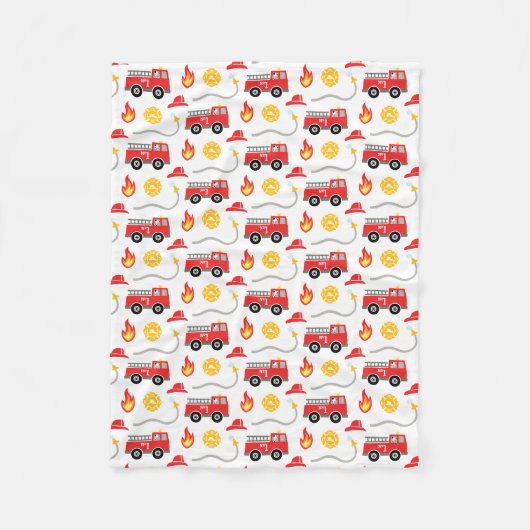消防車の子供 フリースブランケット (正面)