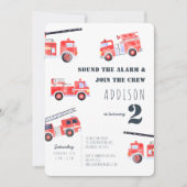消防車の少年の誕生日 招待状 (正面)