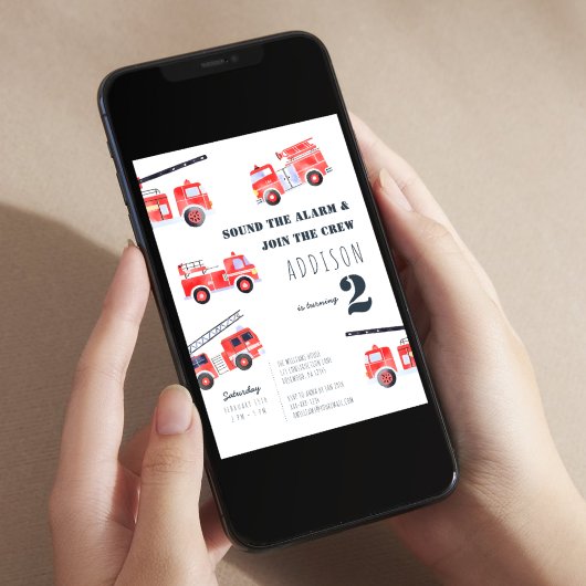 消防車の少年の誕生日 招待状