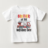 消防車の弟の誕生日少年Tシャツ ベビーTシャツ (正面)