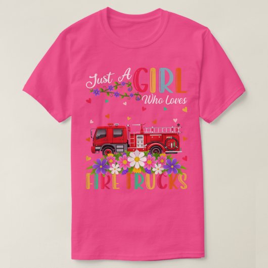消防車の恋人は消防車を愛する女の子 Tシャツ (デザイン正面)