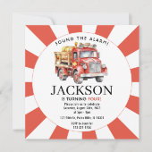消防車の招待消防車の誕生日パーティー 招待状 (正面)
