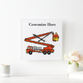 消防車の時計カスタマイズだ! スクエア壁時計 (ホーム)