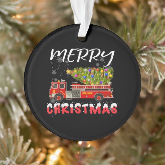 消防車の松の木の消防士クリスマスファミリー オーナメント (ツリー)