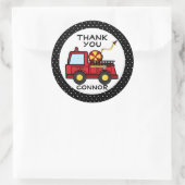 消防車の水玉模様 ラウンドシール (バッグ)