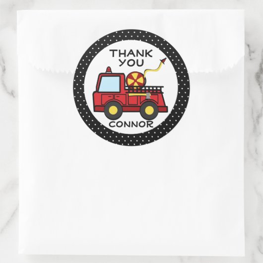 消防車の水玉模様 ラウンドシール (バッグ)