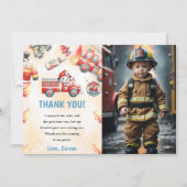 消防車の消防エンジン誕生日感謝カード 招待状 (正面)