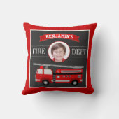 消防車の消防カスタム士の写真名キッズルーム クッション (裏面)