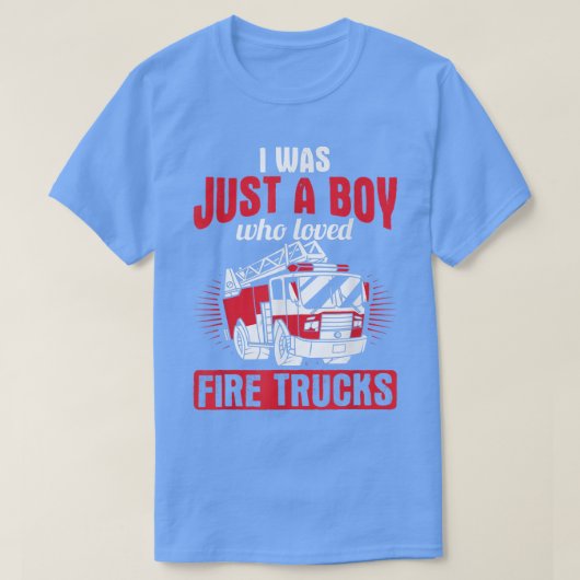 消防車の消防士が大好きだった少年 Tシャツ (デザイン正面)