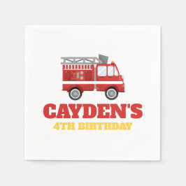 消防車の消防士の誕生日パーティナプキンス スタンダードカクテルナプキン
