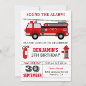 消防車の消防士の誕生日パーティーの招待 招待状 (正面)