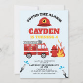 消防車の消防士の誕生日パーティーの招待 招待状 (正面)
