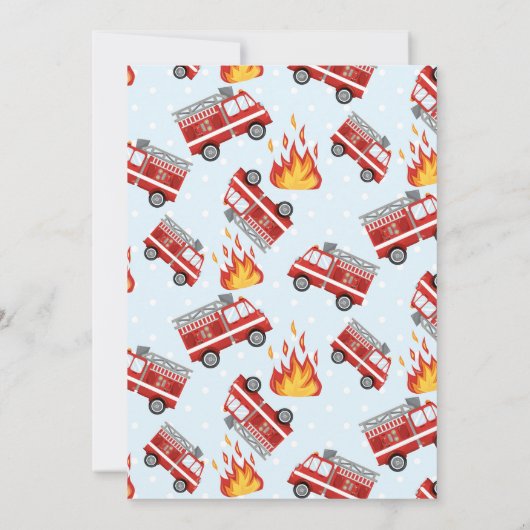 消防車の消防士の誕生日パーティーの招待 招待状 (裏面)