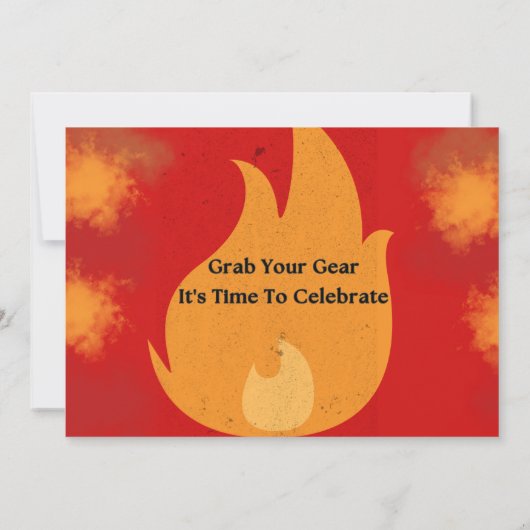 消防車の消防士の誕生日パーティーの招待 招待状 (裏面)