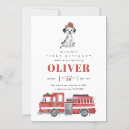 消防車の消防士の誕生日パーティー招待状 招待状