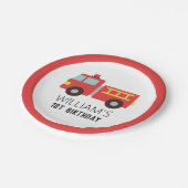 消防車の消防士の誕生日パーティー ペーパープレート (アングル)