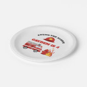 消防車の消防士の誕生日パーティー ペーパープレート (アングル)