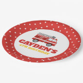 消防車の消防士の誕生日パーティー ペーパープレート (アングル)