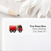 消防車の消防士の誕生日パーティー ラベル (インサイチュ)