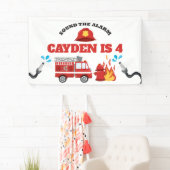 消防車の消防士の誕生日パーティー 横断幕 (インサイチュ)