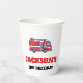 消防車の消防士の誕生日パーティー 紙コップ
