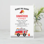 消防車の消防士の誕生日招待状 招待状 (スタンド正面)