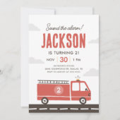 消防車の消防士の誕生日招待状 招待状 (正面)