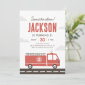 消防車の消防士の誕生日招待状 招待状 (スタンド正面)