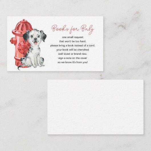 消防車の消防士の赤ちゃんシャワーブックリクエスト エンクロージャーカード (正面/裏面)