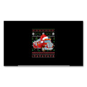 消防車の消防士クリスマスかわいい男の子サンタハット マグネット名刺 (正面)