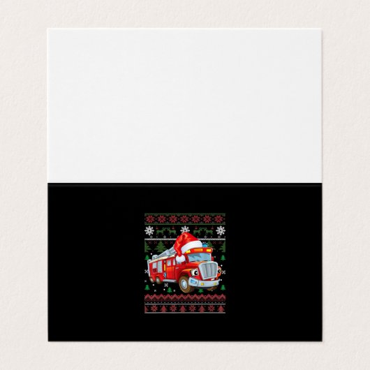 消防車の消防士クリスマスかわいい男の子サンタハット 名刺 (外部フラット)