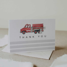 消防車の消防士ベビーシャワー感謝カード サンキューカード