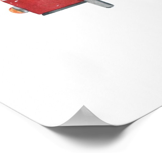 消防車の消防士ベビーシャワー歓迎サイン ポスター (角)