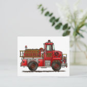 消防車の消防士ボランティア ポストカード (スタンド正面)