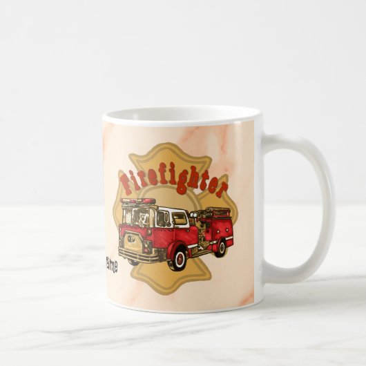 消防車の消防士マグカップ コーヒーマグカップ (右)