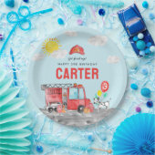 消防車の消防士子供の誕生日 ペーパープレート (パーティー)