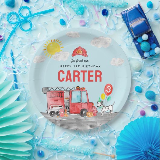 消防車の消防士子供の誕生日 ペーパープレート (パーティー)