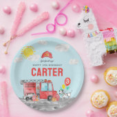 消防車の消防士子供の誕生日 ペーパープレート (パーティー)