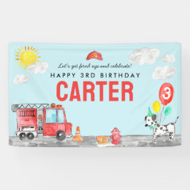 消防車の消防士子供の誕生日 横断幕