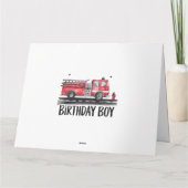 消防車の消防士少年の誕生日 カード (裏面)