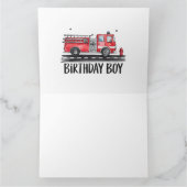 消防車の消防士少年の誕生日 カード (内部)