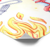 消防車の消防士1stバースデーウェルカムサイン ポスター (角)